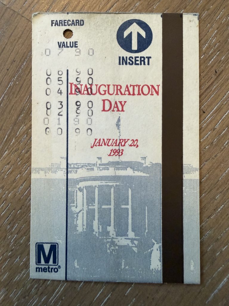 Clinton Inauguration WMATA Farecard